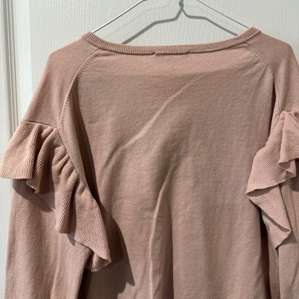 Two by Vince Camuto Pink Blush Sweater Ruffle Drop Sleeves Ruffled